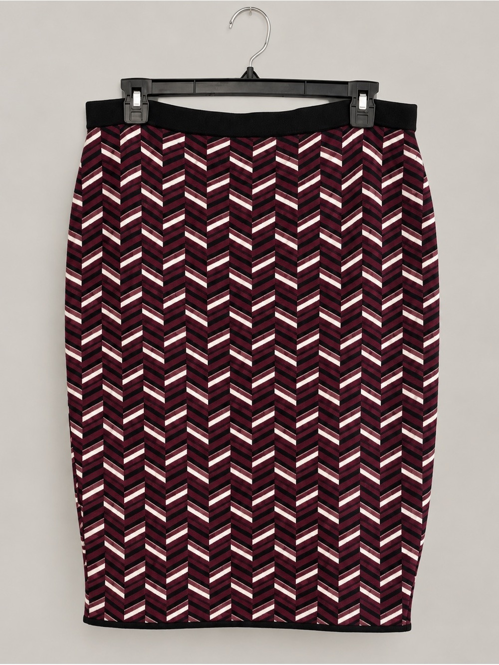 Michael Kors P/L Chevron Sweater Knit Midi Skirt Eggplant Pink Black Stretch